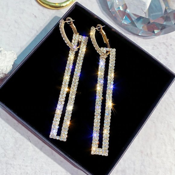 Jewelry - Gold 2 in 1 Square Geometric Earrings